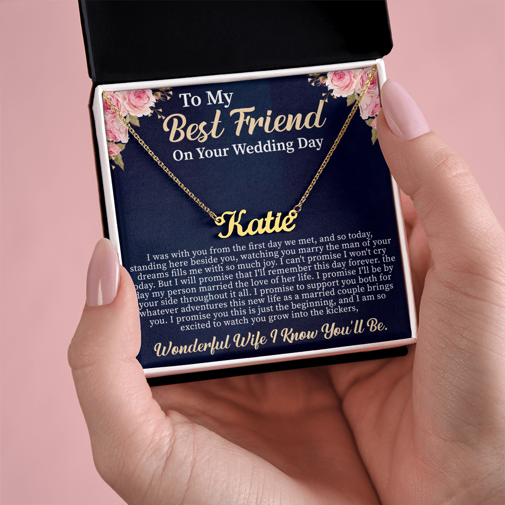 To My Best Friend on Your Wedding Day Custom Name Necklace – Personalized Wedding Gift for Bride – Meaningful Jewelry
