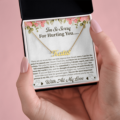 I'm So Sorry for Hurting You Custom Name Necklace – Personalized Apology Gift – Meaningful Jewelry with Message Card