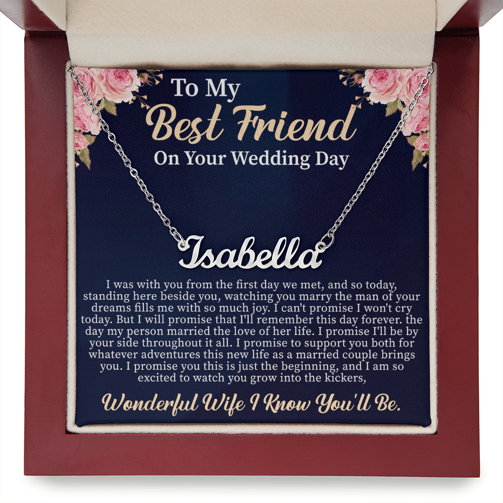 To My Best Friend on Your Wedding Day Custom Name Necklace – Personalized Wedding Gift for Bride – Meaningful Jewelry