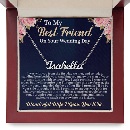To My Best Friend on Your Wedding Day Custom Name Necklace – Personalized Wedding Gift for Bride – Meaningful Jewelry