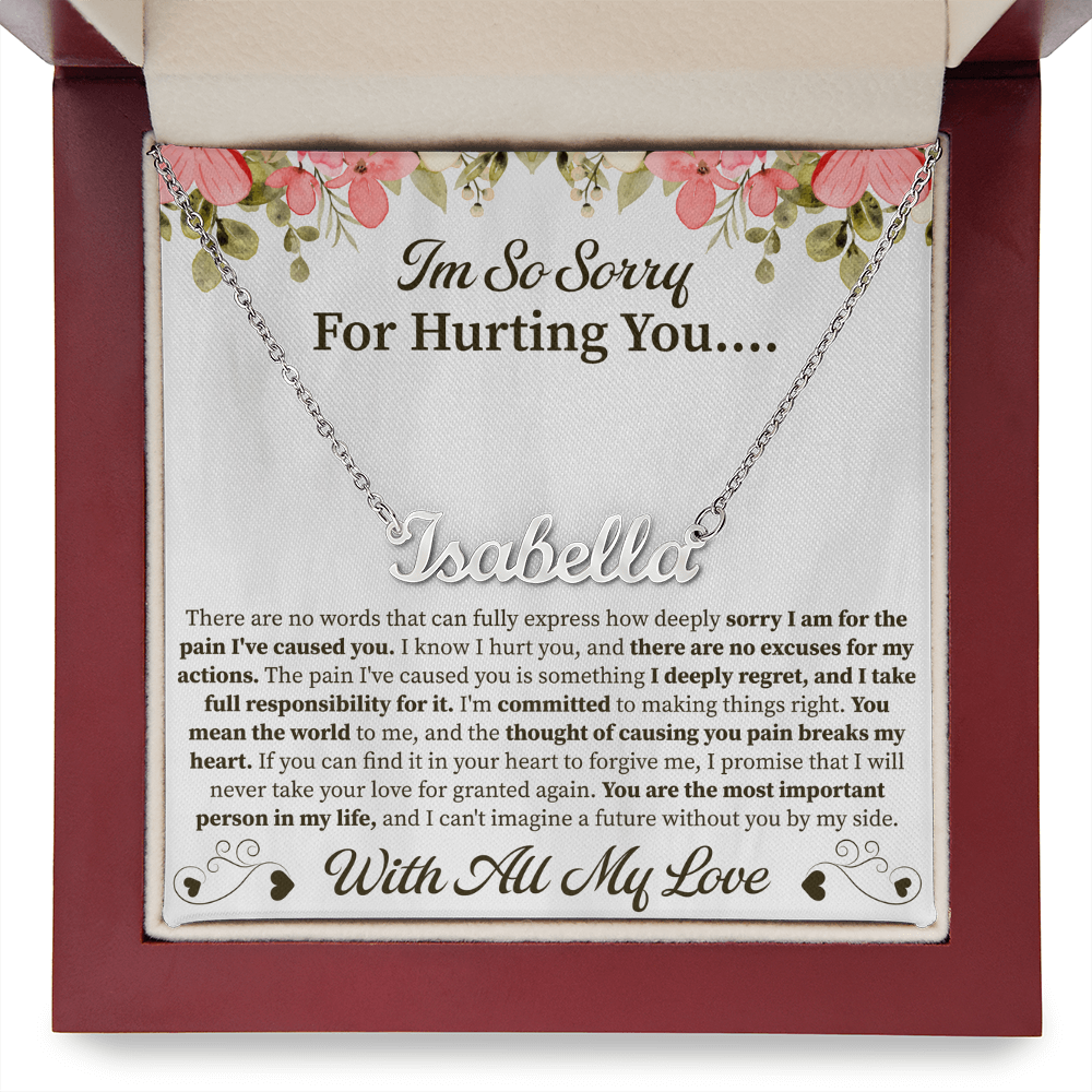 I'm So Sorry for Hurting You Custom Name Necklace – Personalized Apology Gift – Meaningful Jewelry with Message Card
