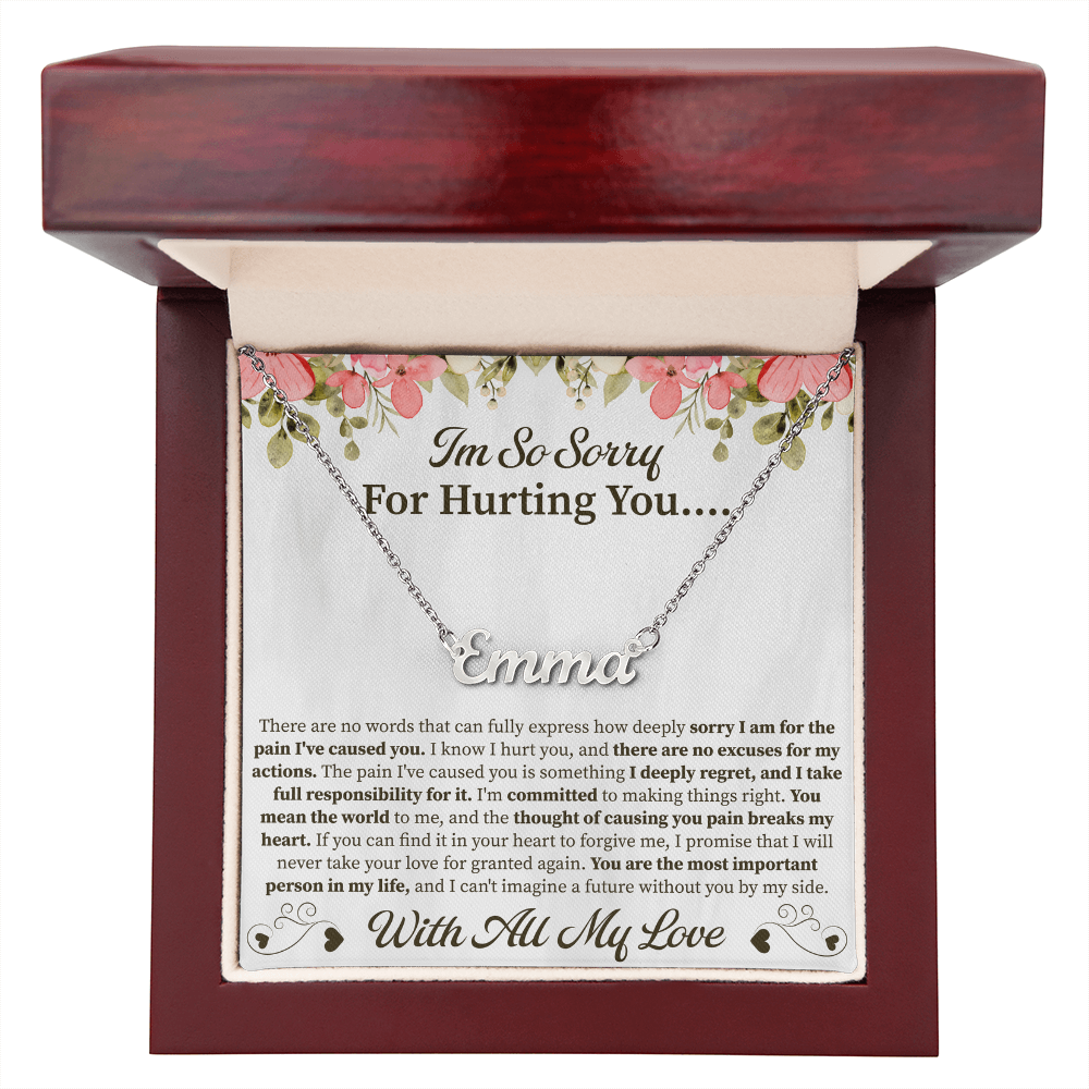I'm So Sorry for Hurting You Custom Name Necklace – Personalized Apology Gift – Meaningful Jewelry with Message Card