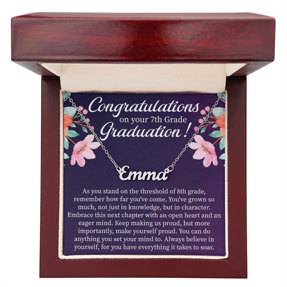 Congratulations on Your 7th Grade Graduation Custom Name Necklace – Personalized Graduation Gift – Name Jewelry Keepsake