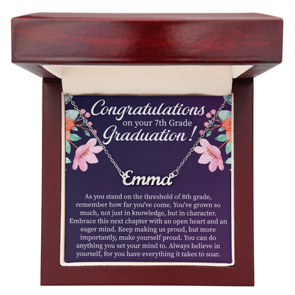 Congratulations on Your 7th Grade Graduation Custom Name Necklace – Personalized Graduation Gift – Name Jewelry Keepsake