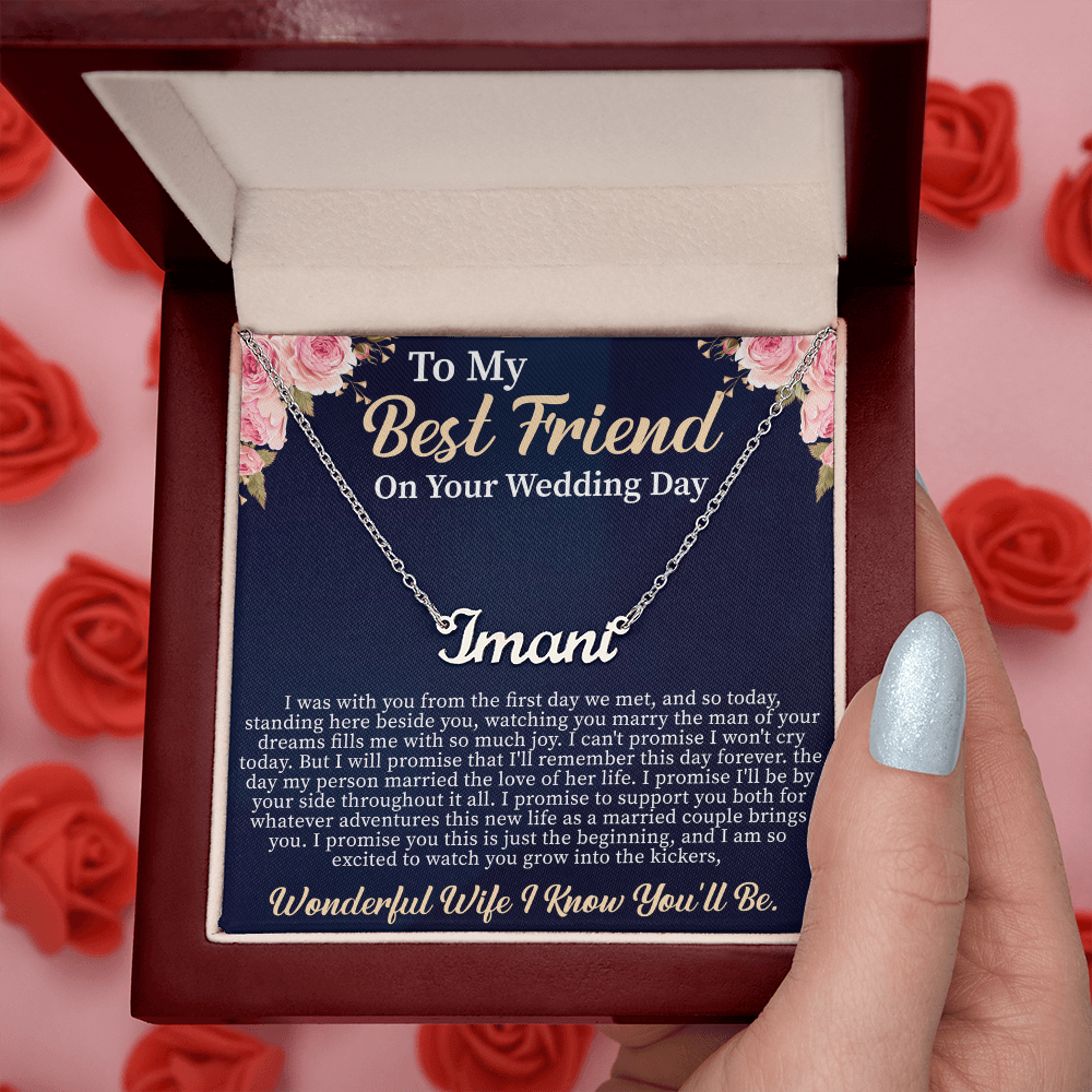 To My Best Friend on Your Wedding Day Custom Name Necklace – Personalized Wedding Gift for Bride – Meaningful Jewelry
