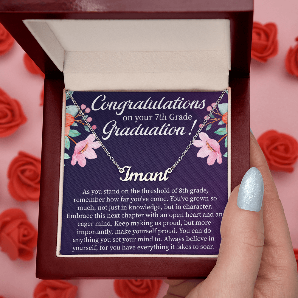 Congratulations on Your 7th Grade Graduation Custom Name Necklace – Personalized Graduation Gift – Name Jewelry Keepsake