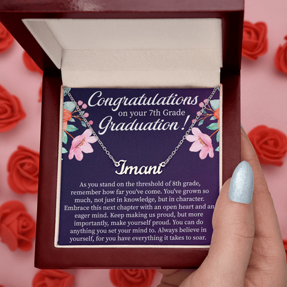 Congratulations on Your 7th Grade Graduation Custom Name Necklace – Personalized Graduation Gift – Name Jewelry Keepsake