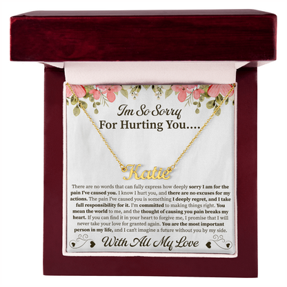 I'm So Sorry for Hurting You Custom Name Necklace – Personalized Apology Gift – Meaningful Jewelry with Message Card
