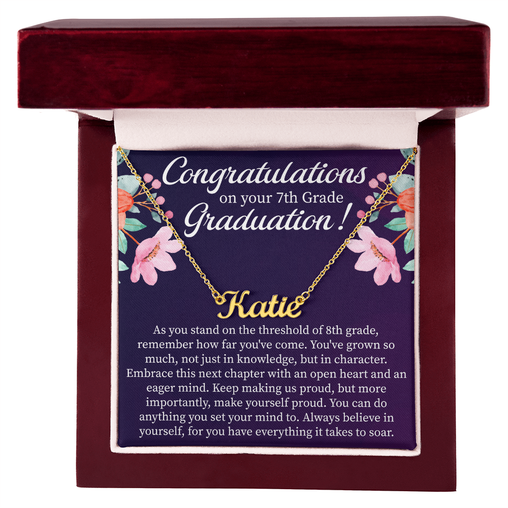 Congratulations on Your 7th Grade Graduation Custom Name Necklace – Personalized Graduation Gift – Name Jewelry Keepsake