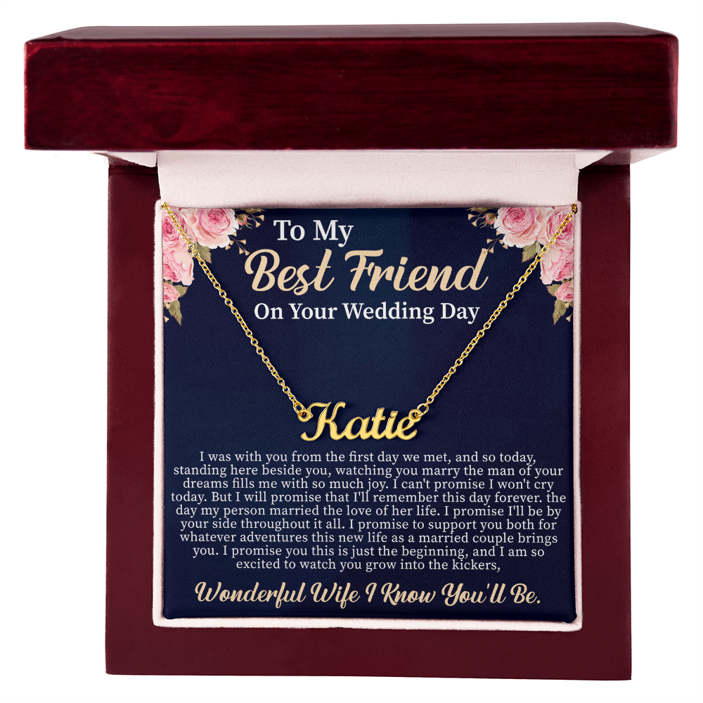 To My Best Friend on Your Wedding Day Custom Name Necklace – Personalized Wedding Gift for Bride – Meaningful Jewelry