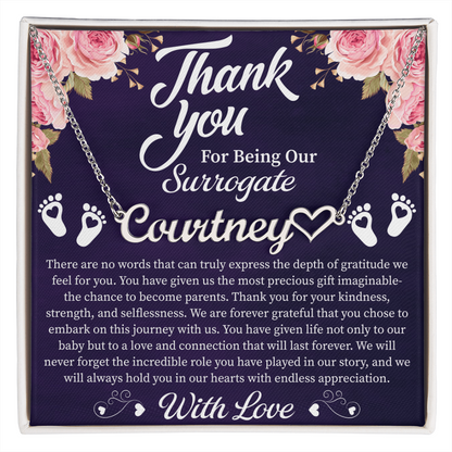 Thank You for Being Our Surrogate Heart Name Necklace – Personalized Surrogate Appreciation Gift – Meaningful Jewelry