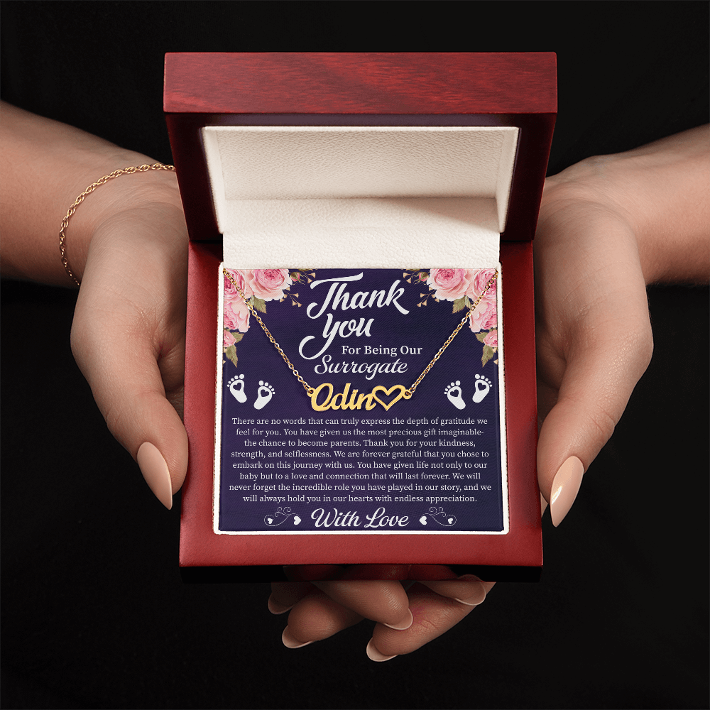 Thank You for Being Our Surrogate Heart Name Necklace – Personalized Surrogate Appreciation Gift – Meaningful Jewelry