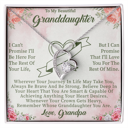 To My Beautiful Granddaughter Forever Love Necklace – Meaningful Gift from Grandparents – Birthday or Graduation Jewelry