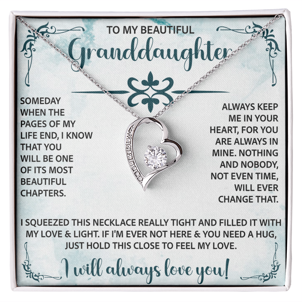 To My Beautiful Granddaughter Forever Love Necklace – Meaningful Gift from Grandparents – Birthday or Graduation Jewelry