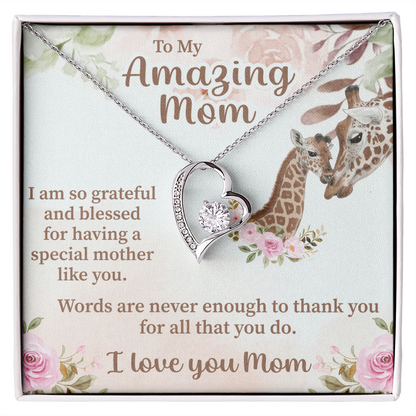 To My Amazing Mom Forever Love Necklace – Meaningful Gift for Mother – Birthday, Mother's Day, or Christmas Jewelry