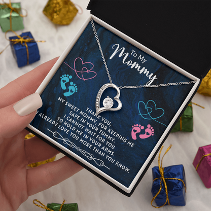 To My Mommy Necklace From Unborn Baby, Expecting Mom Christmas, Pregnant Wife Necklace, Pregnant Sister Jewelry, Pregnant Daughter-in-Law Gifts, Mom To Be Jewelry, Necklace From Baby Bump Baby Shower Gifts