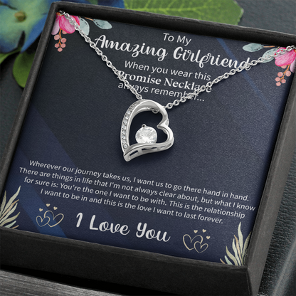 Forever Love Necklace for Girlfriend – To My Amazing Girlfriend Gift – Meaningful Romantic Jewelry with Message Card