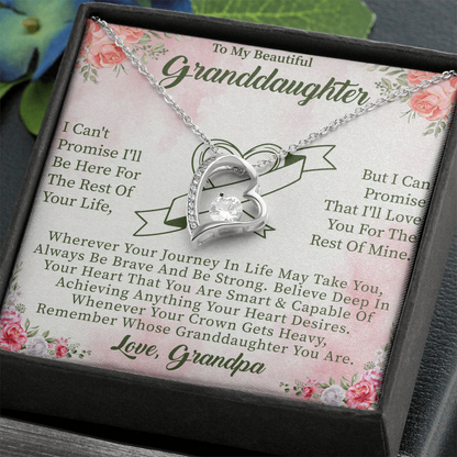 To My Beautiful Granddaughter Forever Love Necklace – Meaningful Gift from Grandparents – Birthday or Graduation Jewelry