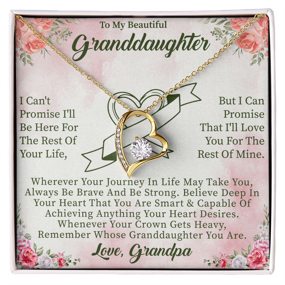 To My Beautiful Granddaughter Forever Love Necklace – Meaningful Gift from Grandparents – Birthday or Graduation Jewelry