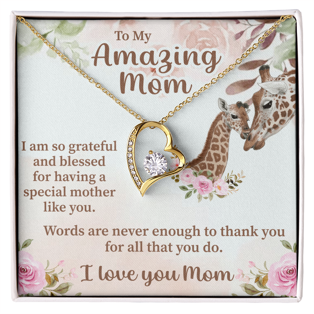 To My Amazing Mom Forever Love Necklace – Meaningful Gift for Mother – Birthday, Mother's Day, or Christmas Jewelry