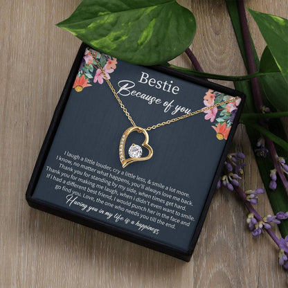 Best Friend Birthday Necklace with Message Card – Long Distance Friendship Gift for Women