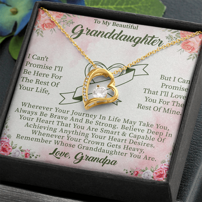 To My Beautiful Granddaughter Forever Love Necklace – Meaningful Gift from Grandparents – Birthday or Graduation Jewelry