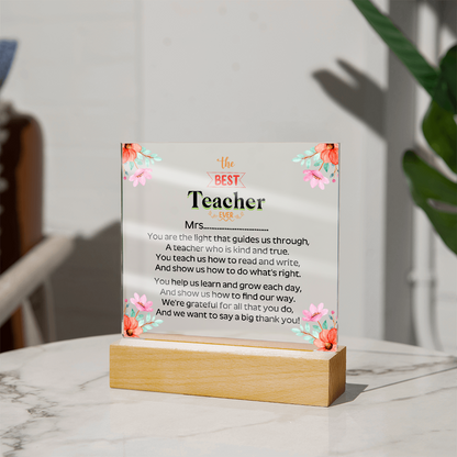 the BEST Teacher  EVER - Acrylic Square Plaque