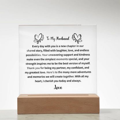 To My Husband - Acrylic Square Plaque