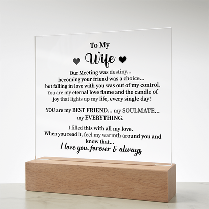 To my wife Acrylic Square Plaque