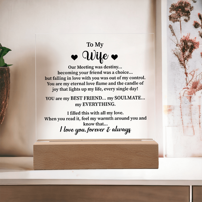 To my wife Acrylic Square Plaque