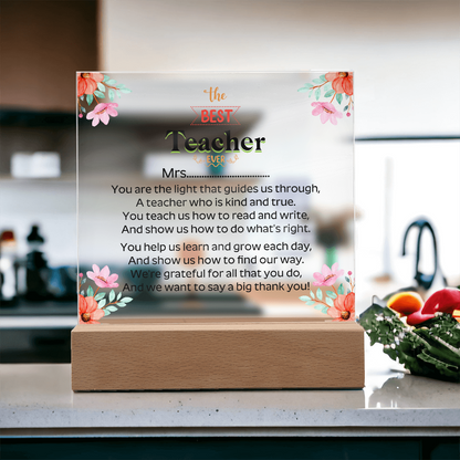 the BEST Teacher  EVER - Acrylic Square Plaque