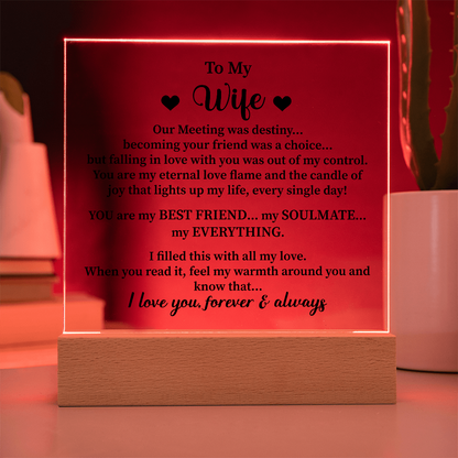 To my wife Acrylic Square Plaque