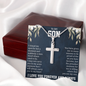 To My Son Artisan Cross Necklace – Snake Chain – Meaningful Gift from Mom or Dad with Message Card