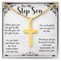 For My Step Son Artisan Cross Necklace – Meaningful Christian Gift for Stepson – Stainless Steel Cross with Snake Chain & Message Card
