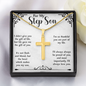 For My Step Son Artisan Cross Necklace – Meaningful Christian Gift for Stepson – Stainless Steel Cross with Snake Chain & Message Card