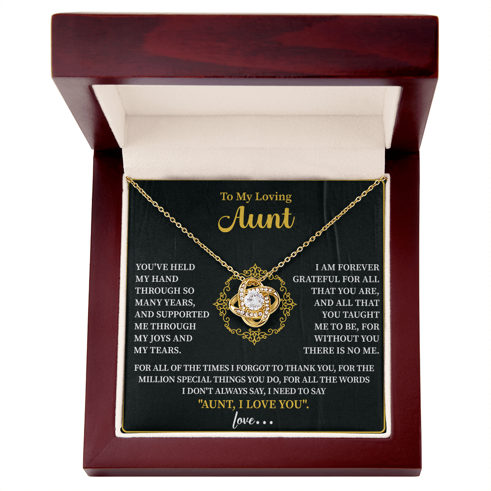love knot necklace paired with a warm message card for a special aunt