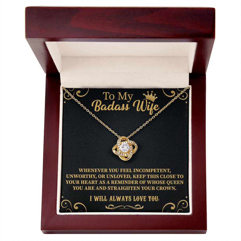 Badass Wife Love Knot Necklace – Bold & Meaningful Jewelry Gift - Beauty Belliss