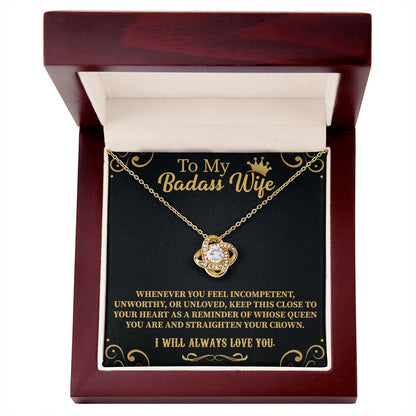 Badass Wife Love Knot Necklace – Bold & Meaningful Jewelry Gift - Beauty Belliss