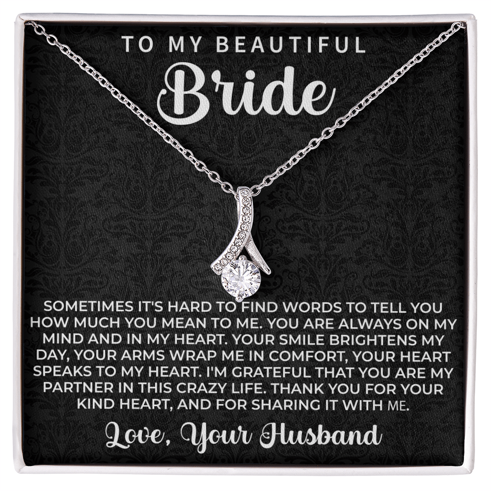 elegant necklace gift for bride from groom expressing love on the wedding day
