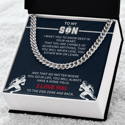 thoughtful Giftsignature necklace chosen as a birthday gift for a football-loving son