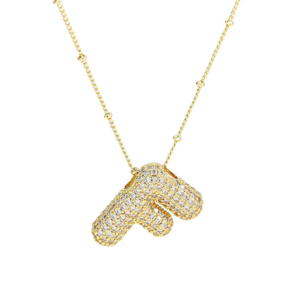 Brass Zircon Letter Pendant Necklace for Women – Personalized & Stylish - Beauty Belliss
