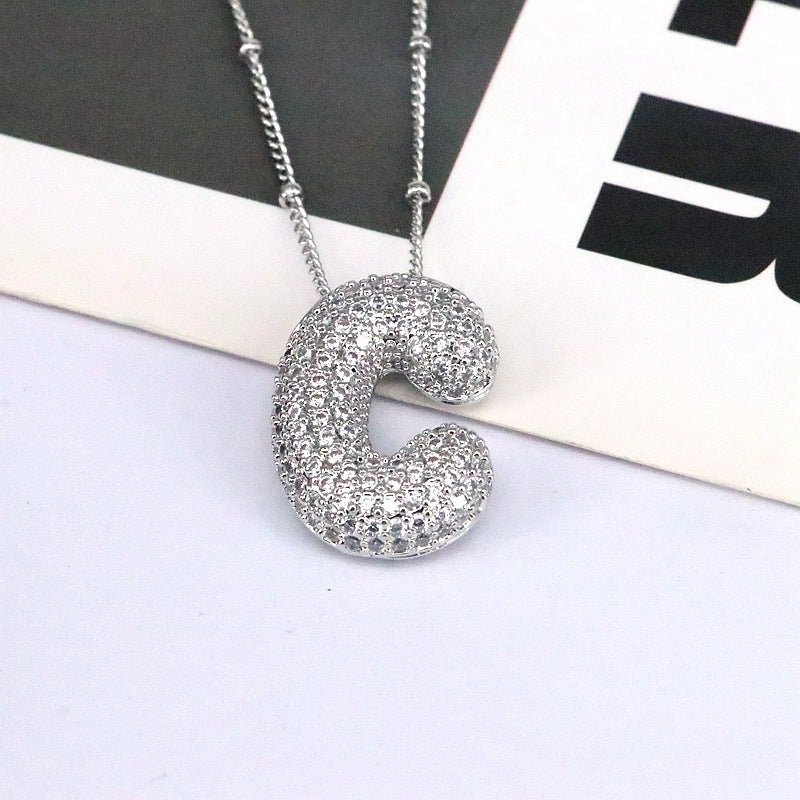 Brass Zircon Letter Pendant Necklace for Women – Personalized & Stylish - Beauty Belliss