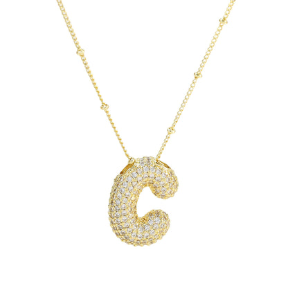 Brass Zircon Letter Pendant Necklace for Women – Personalized & Stylish - Beauty Belliss