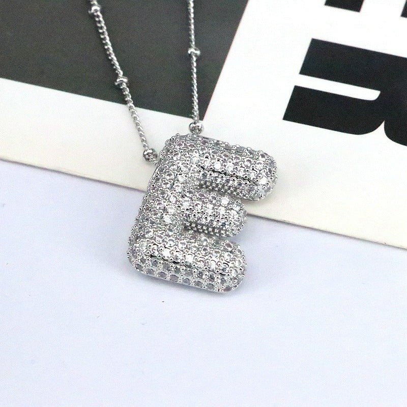Brass Zircon Letter Pendant Necklace for Women – Personalized & Stylish - Beauty Belliss