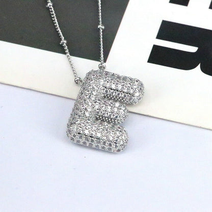 Brass Zircon Letter Pendant Necklace for Women – Personalized & Stylish - Beauty Belliss