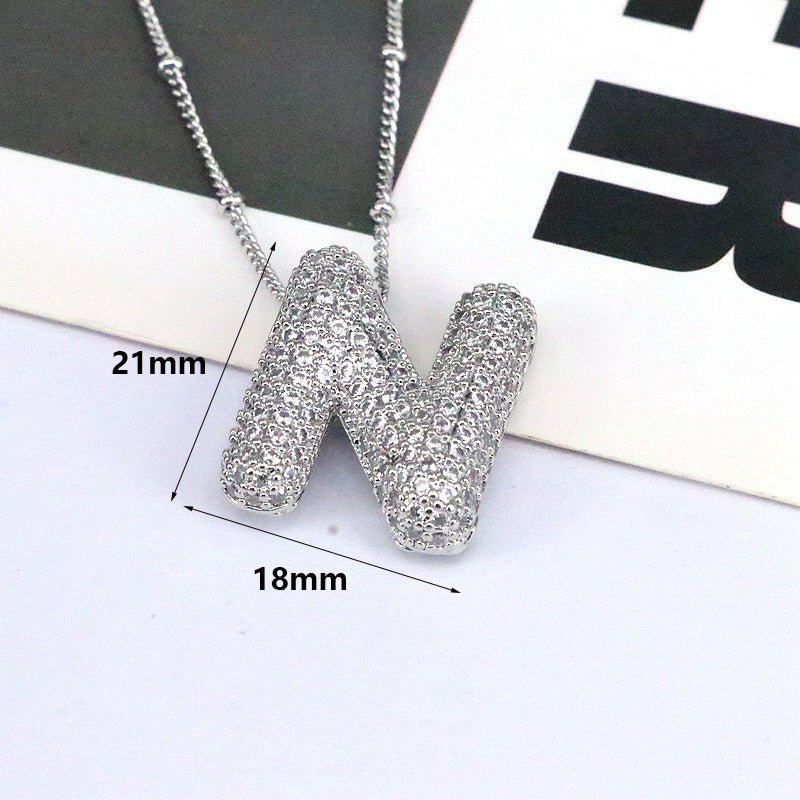 Brass Zircon Letter Pendant Necklace for Women – Personalized & Stylish - Beauty Belliss
