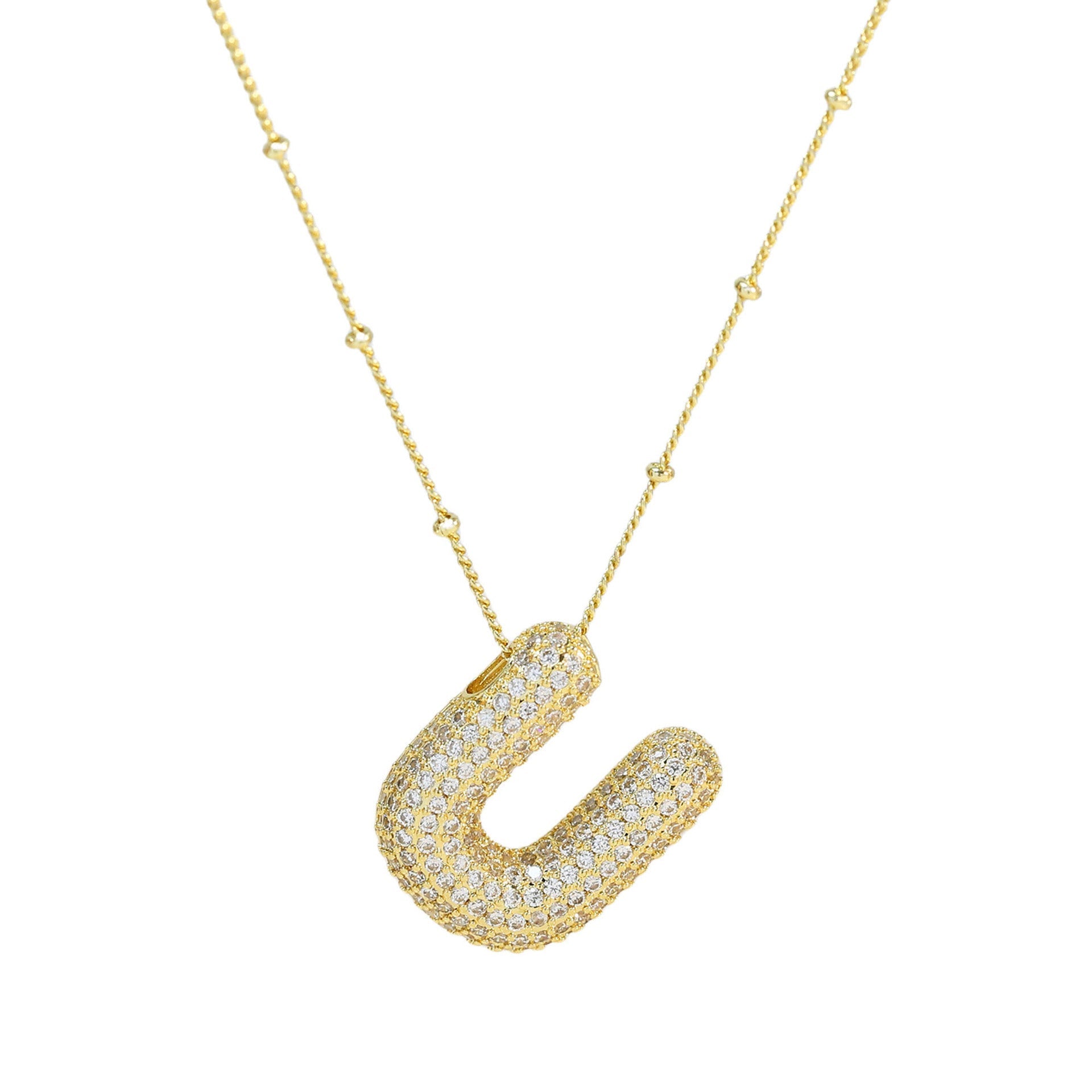 Brass Zircon Letter Pendant Necklace for Women – Personalized & Stylish - Beauty Belliss