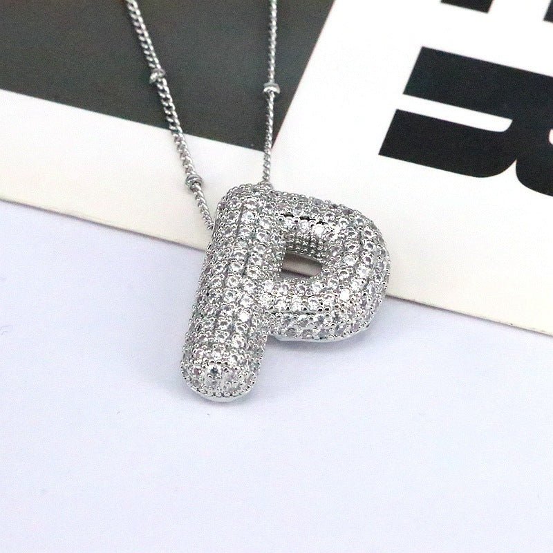 Brass Zircon Letter Pendant Necklace for Women – Personalized & Stylish - Beauty Belliss