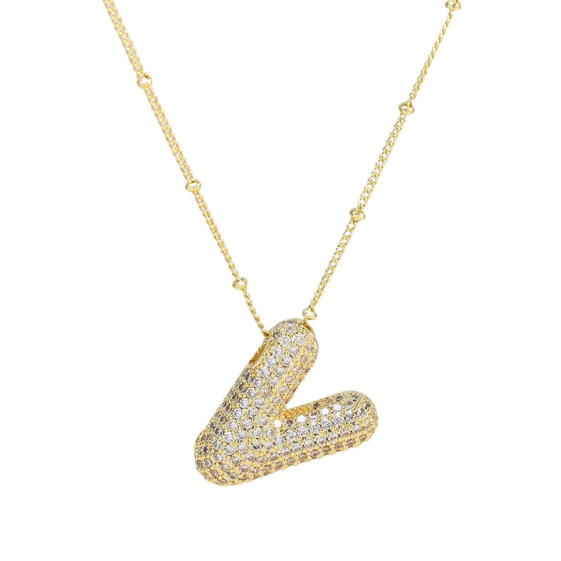 Brass Zircon Letter Pendant Necklace for Women – Personalized & Stylish - Beauty Belliss