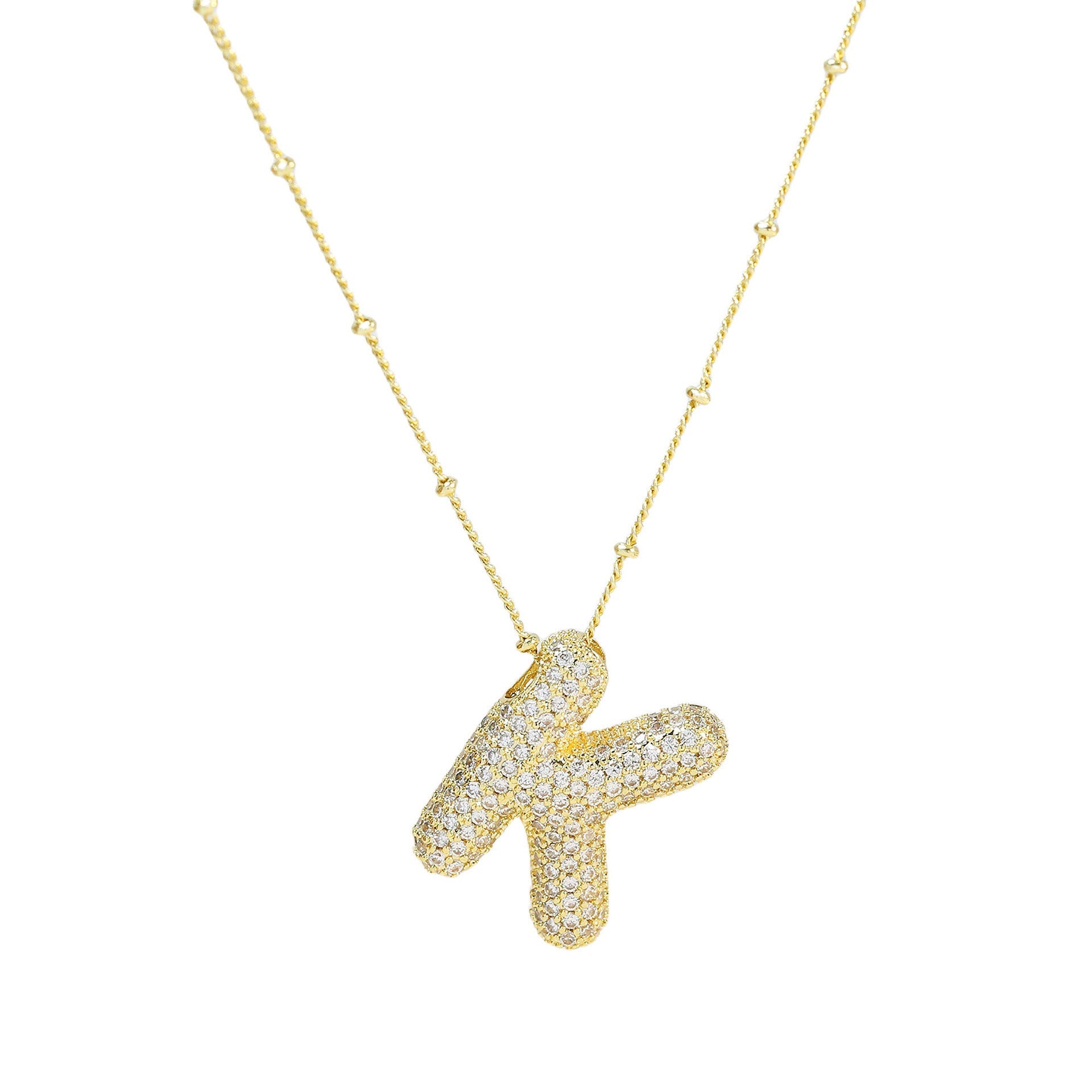 Brass Zircon Letter Pendant Necklace for Women – Personalized & Stylish - Beauty Belliss
